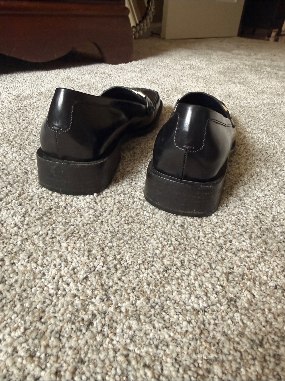 Prada Black Leather Square-Toe Loafers - Picture 5 of 7